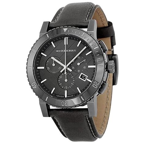 burberry bu9384|Burberry Chronograph Grey Dial Grey Leather Men's Watch .